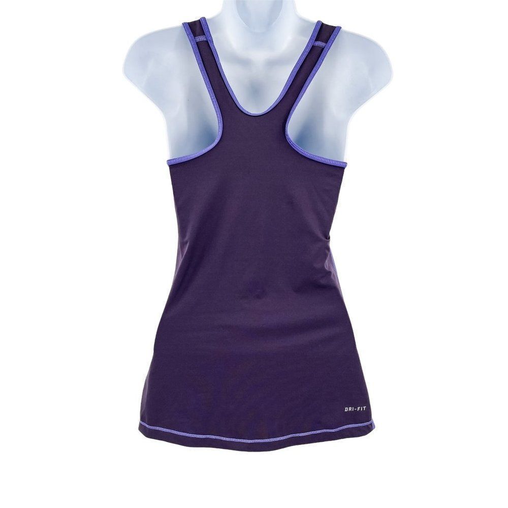 Nike Pro Cool Dri-Fit Swoosh Logo Racerback Athletic Workout Tank Top Purple XS - Picture 3 of 6